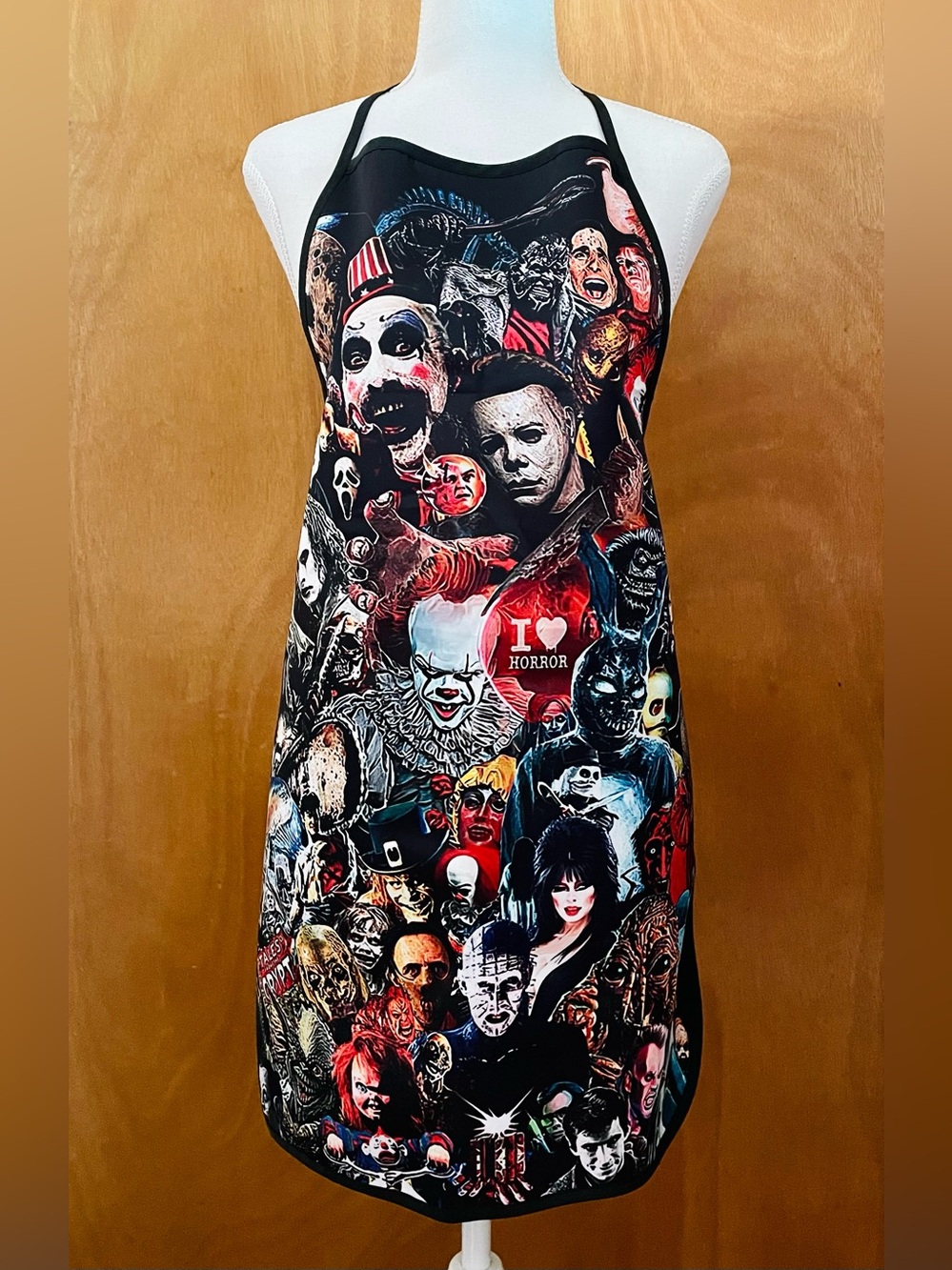Black Horror Characters Costume Apron. One size. For Halloween